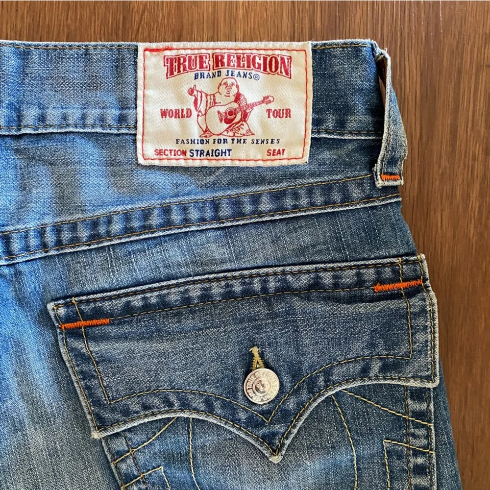 True Religion Jeans Men's 33 straight leg flap pocket blue Cotton
